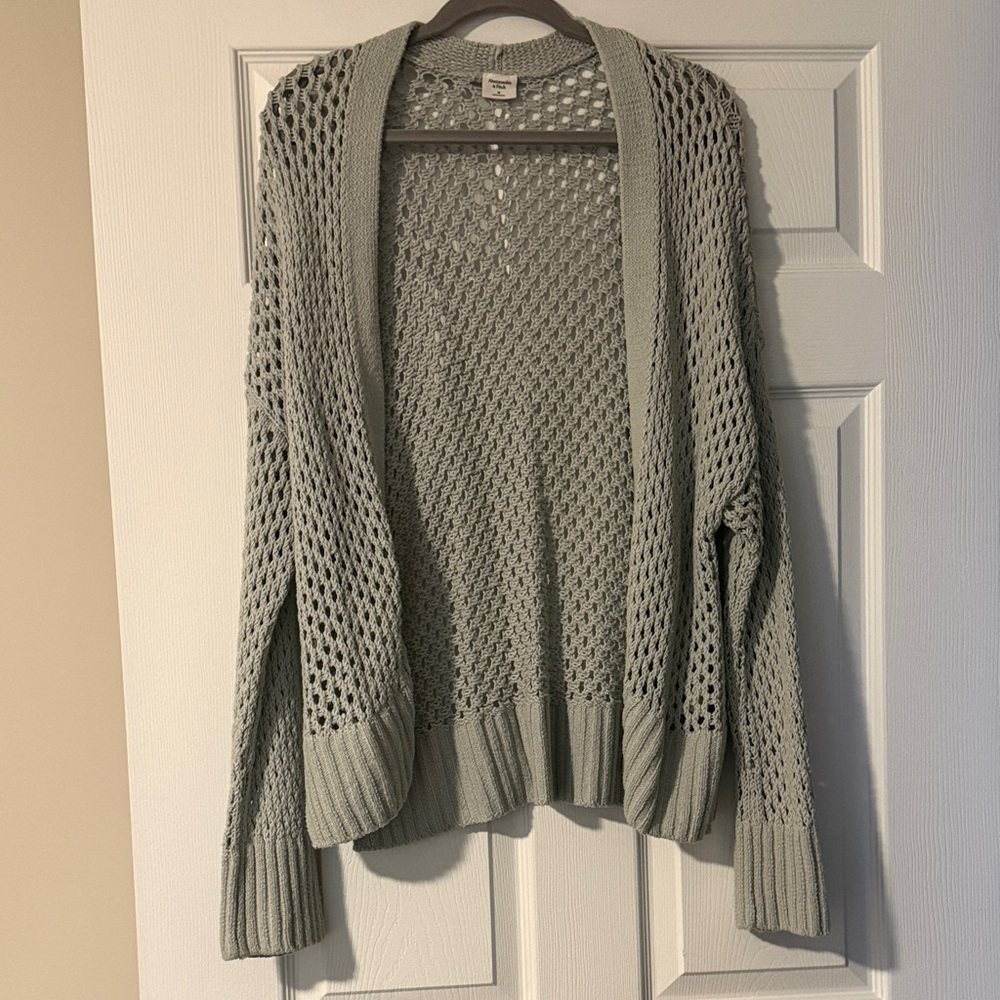Abercrombie & Fitch Open-Weave Cardigan - Gray
